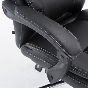 Sillón de Oficina CASTI, Reposapiés Extensible, en Piel color Negro