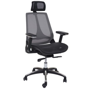 Silla Ergonómica ALAN, ajustable, en malla negro y gris