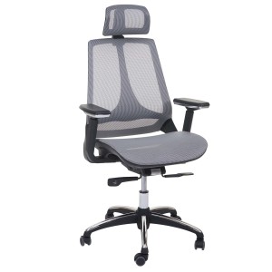 Silla Ergonómica ALAN, ajustable, en malla negro y gris
