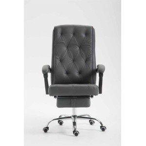 Sillón de Oficina BENETY, Reposapiés Extensible, en Piel color Negro