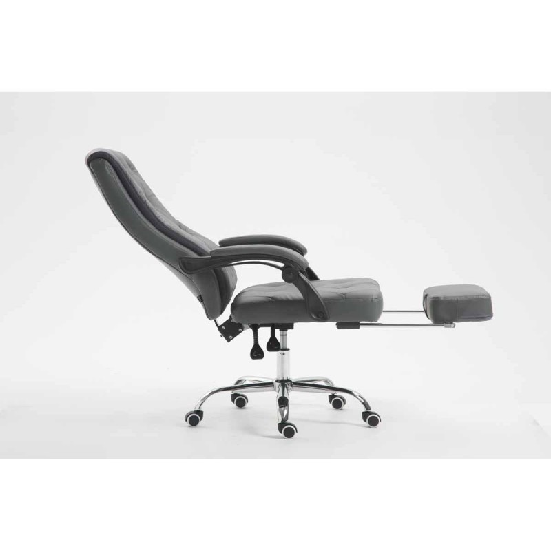 Sillón de Oficina BENETY, Reposapiés Extensible, en Piel color Negro