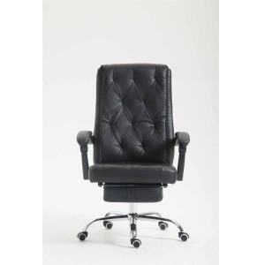 Sillón de Oficina BENETY, Reposapiés Extensible, en Piel color Negro