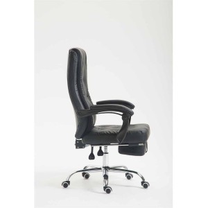 Sillón de Oficina BENETY, Reposapiés Extensible, en Piel color Negro