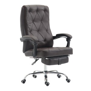 Sillón de Oficina BENETY, Reposapiés Extensible, en Piel color Negro