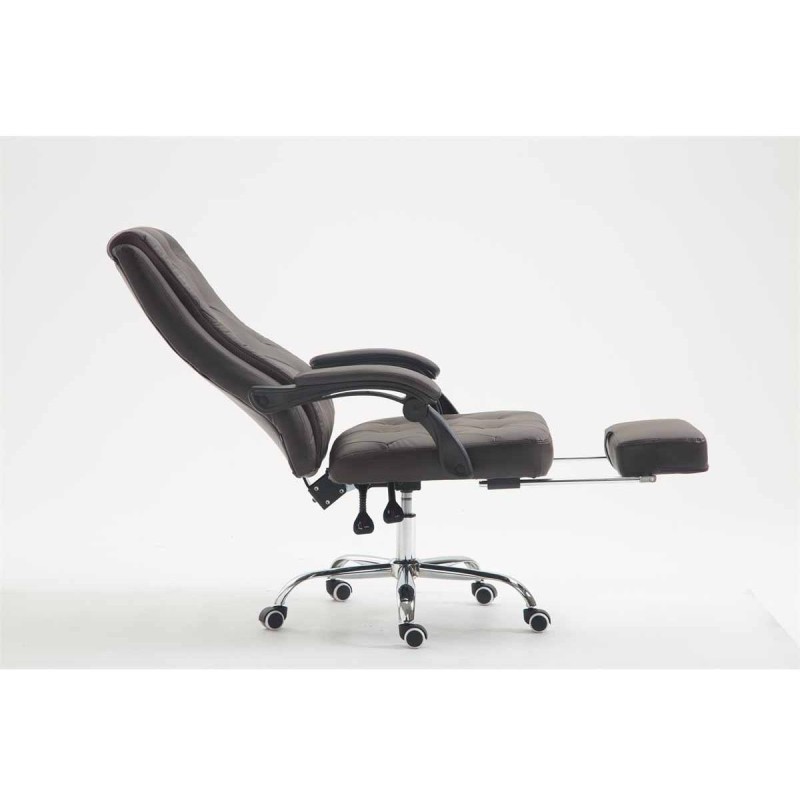 Sillón de Oficina BENETY, Reposapiés Extensible, en Piel color Negro