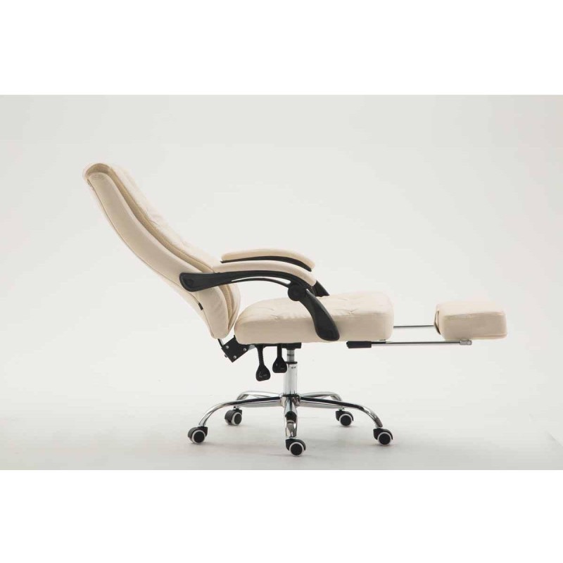 Sillón de Oficina BENETY, Reposapiés Extensible, en Piel color Negro