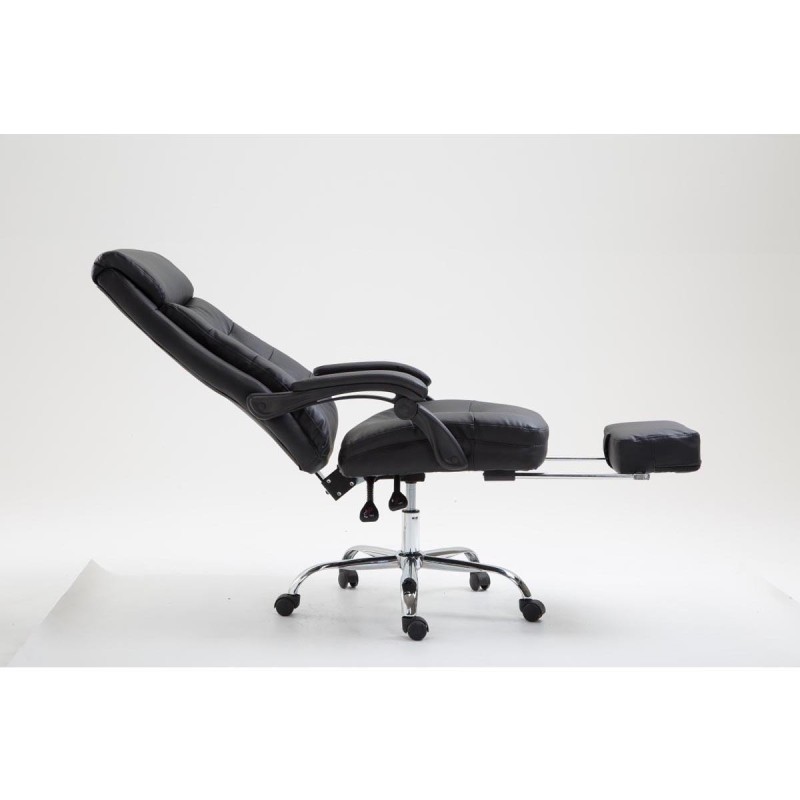 Silla de oficina ARGO, cuero sintético y con reposapiés, color negro