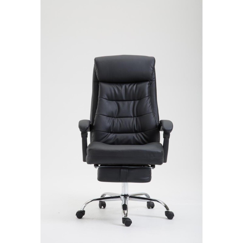 Silla de oficina ARGO, cuero sintético y con reposapiés, color negro