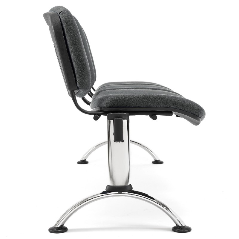 Bancada para recepción 3 asientos MOBY BASE, tela negra