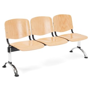 Bancada para recepción 3 asientos MOBY BASE, tela negra