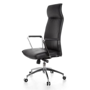 Sillón de oficina DRAKO, en piel genuina color negro