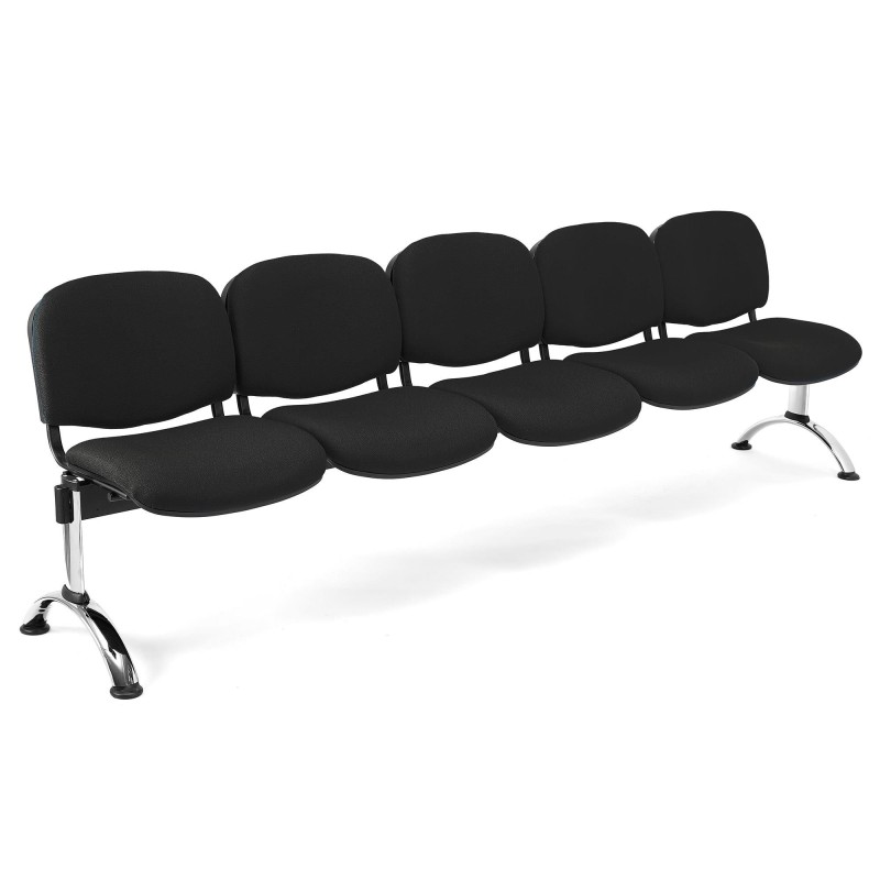 Bancada para recepción 5 asientos MOBY BASE, tela negro