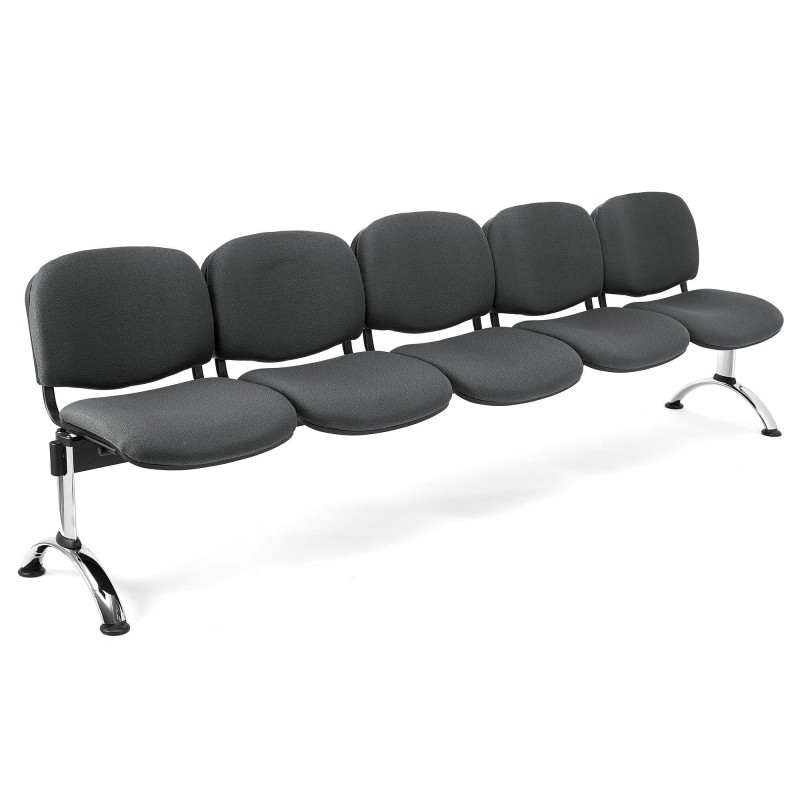 Bancada para recepción 5 asientos MOBY BASE, tela negro