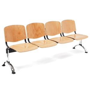 Bancada para recepción 4 asientos MOBY BASE, madera haya