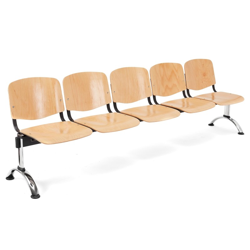 Bancada para recepción 5 asientos MOBY BASE, madera haya