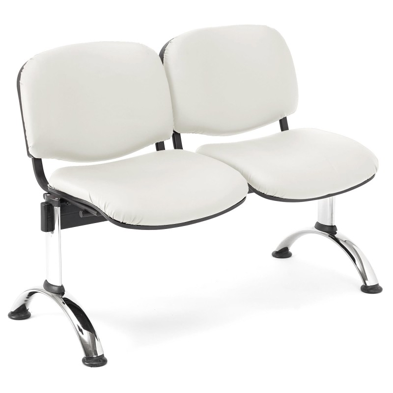 Bancada para recepción 2 asientos MOBY PIEL, negro