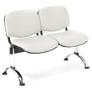 Bancada para recepción 2 asientos MOBY PIEL, negro