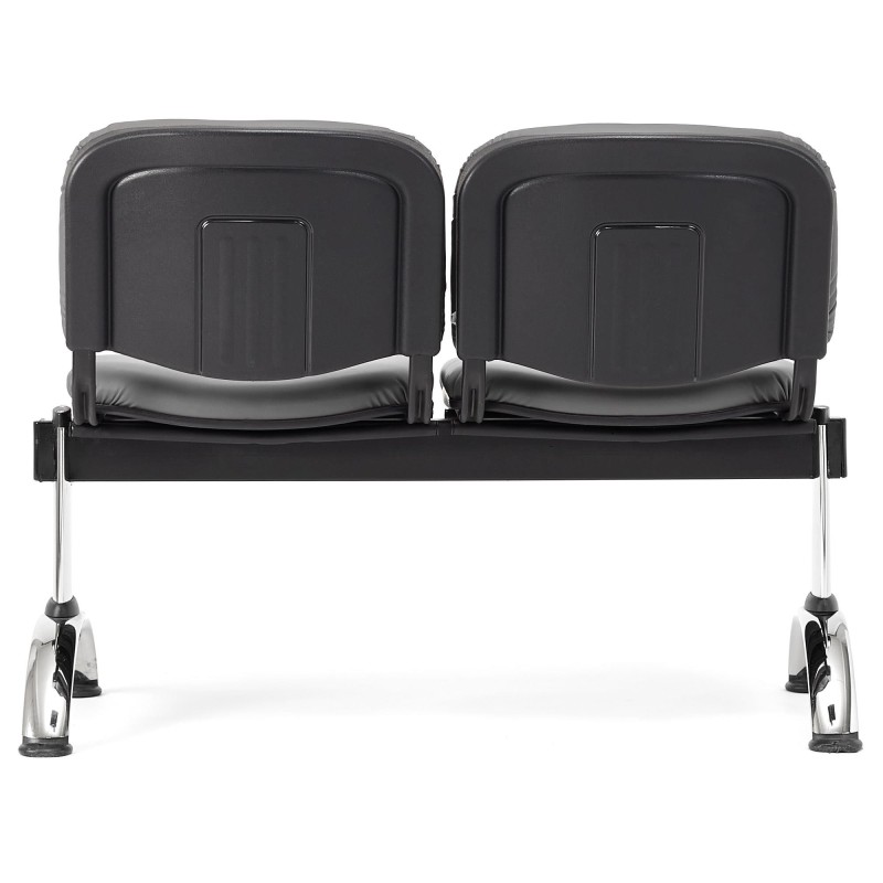 Bancada para recepción 2 asientos MOBY PIEL, negro