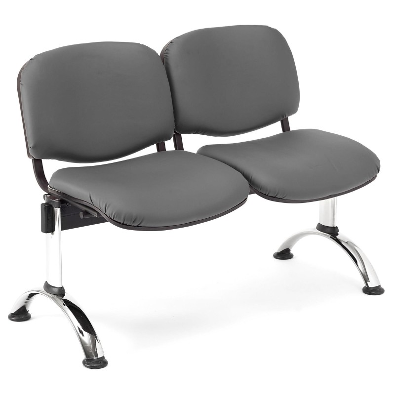 Bancada para recepción 2 asientos MOBY PIEL, negro