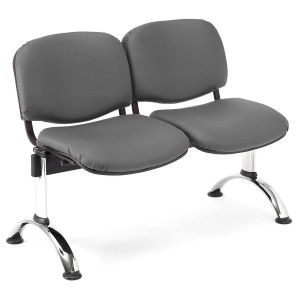 Bancada para recepción 2 asientos MOBY PIEL, negro