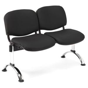 Bancada para recepción 2 asientos MOBY PIEL, negro