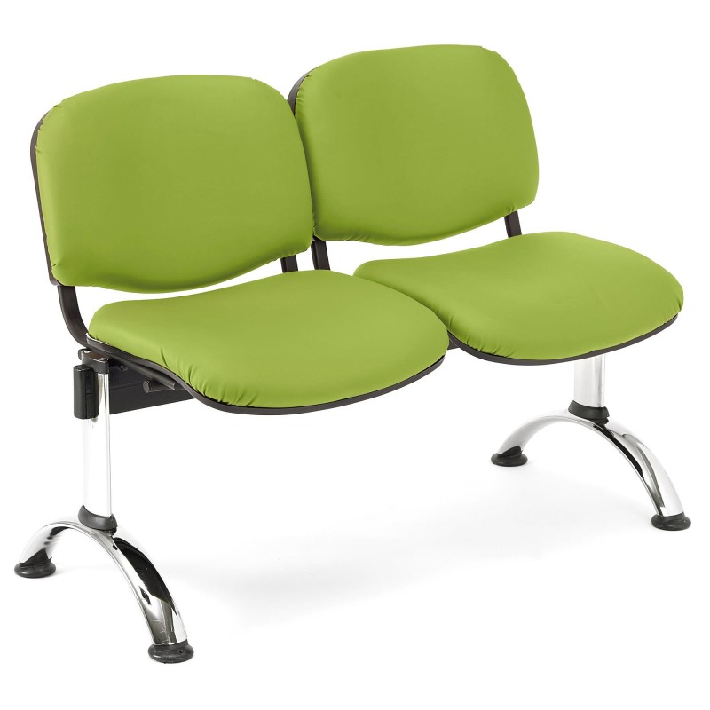 Bancada para recepción 2 asientos MOBY PIEL, negro