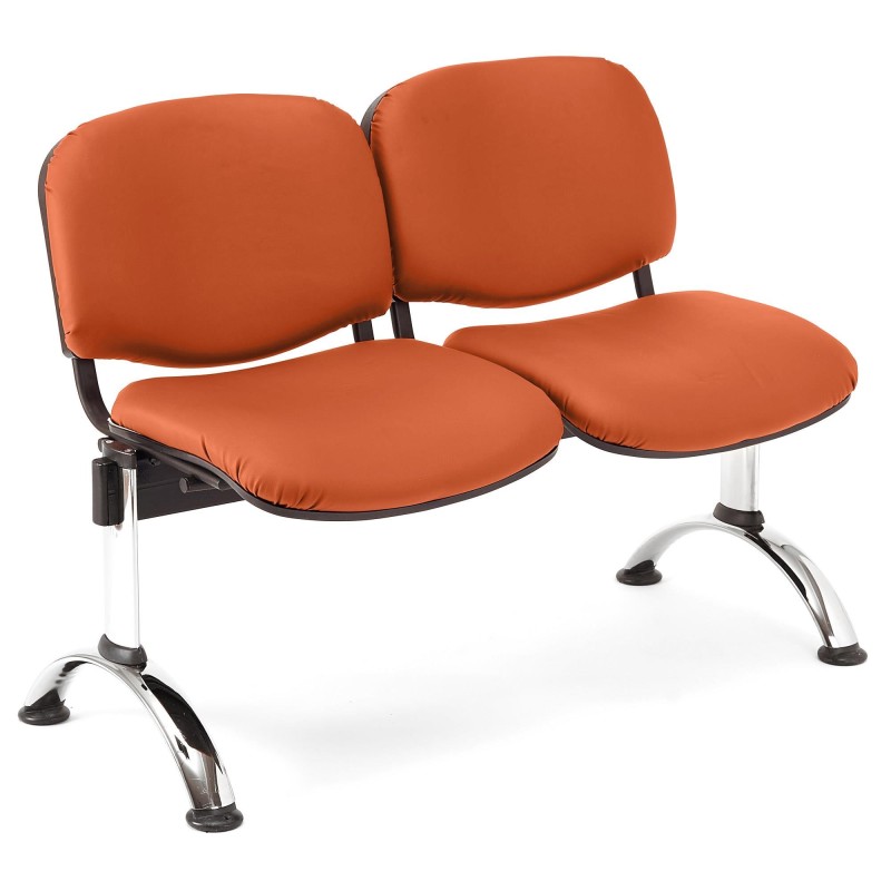 Bancada para recepción 2 asientos MOBY PIEL, negro