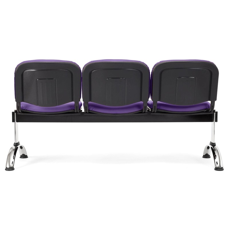 Bancada para recepción 3 asientos MOBY PIEL, negro