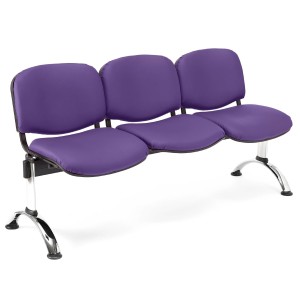 Bancada para recepción 3 asientos MOBY PIEL, negro