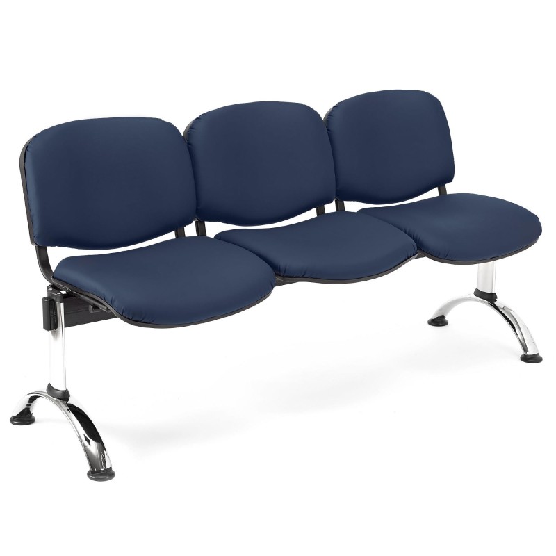 Bancada para recepción 3 asientos MOBY PIEL, negro