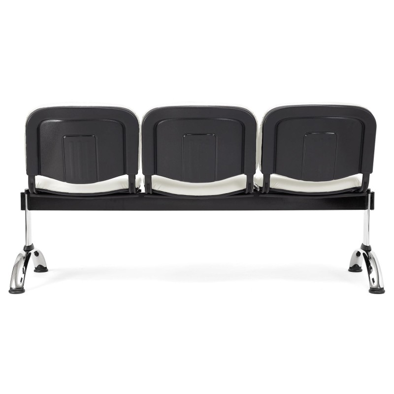 Bancada para recepción 3 asientos MOBY PIEL, negro