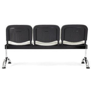 Bancada para recepción 3 asientos MOBY PIEL, negro