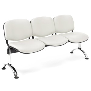 Bancada para recepción 3 asientos MOBY PIEL, negro