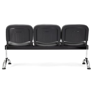 Bancada para recepción 3 asientos MOBY PIEL, negro