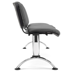 Bancada para recepción 3 asientos MOBY PIEL, negro