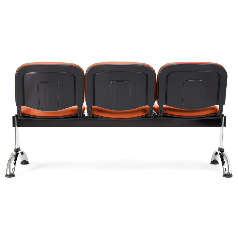 Bancada para recepción 3 asientos MOBY PIEL, negro