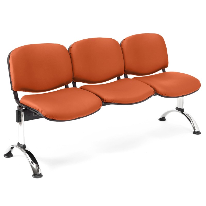 Bancada para recepción 3 asientos MOBY PIEL, negro