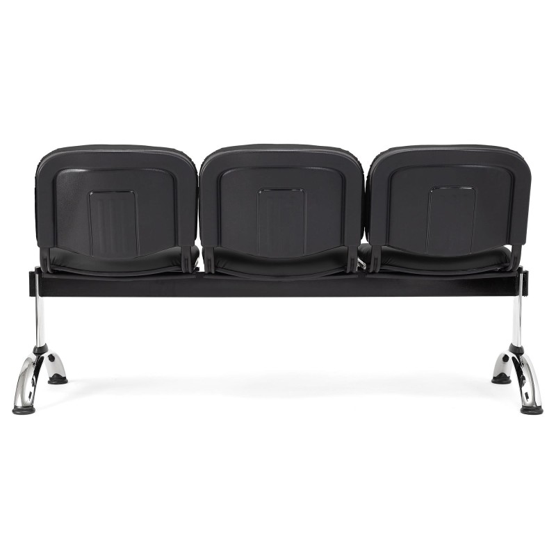 Bancada para recepción 3 asientos MOBY PIEL, negro