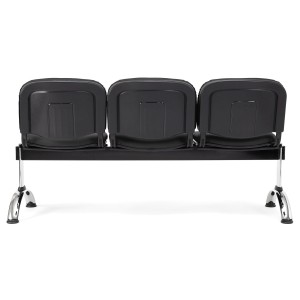 Bancada para recepción 3 asientos MOBY PIEL, negro