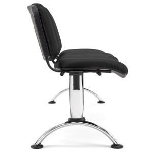 Bancada para recepción 3 asientos MOBY PIEL, negro