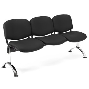 Bancada para recepción 3 asientos MOBY PIEL, negro