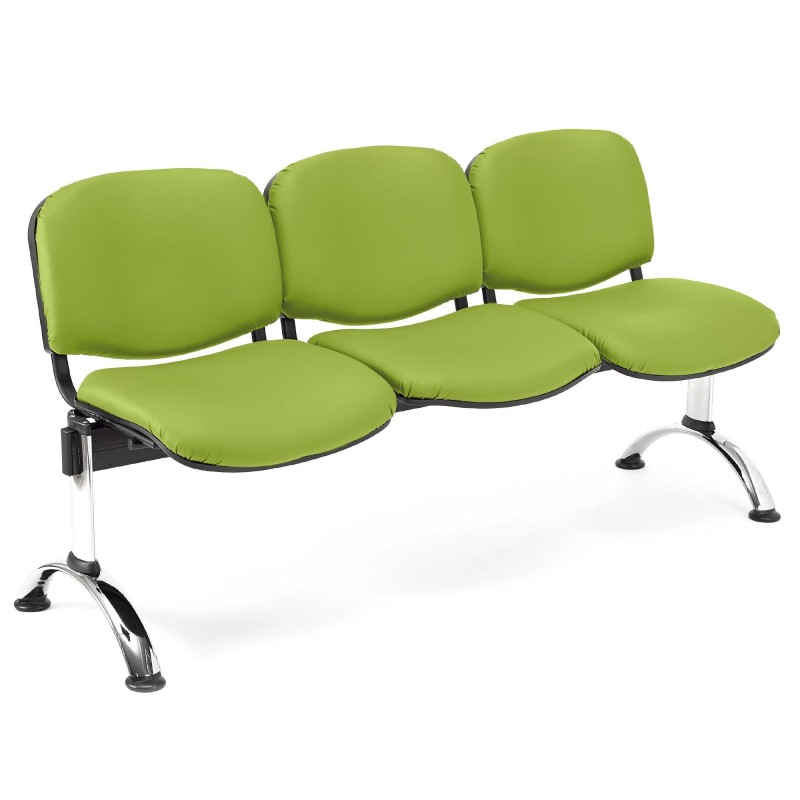 Bancada para recepción 3 asientos MOBY PIEL, negro