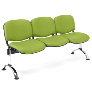 Bancada para recepción 3 asientos MOBY PIEL, negro