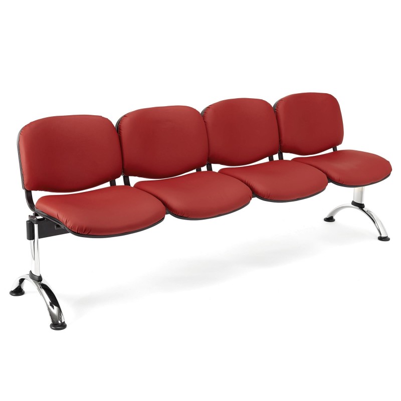 Bancada para recepción 4 asientos MOBY PIEL, negro