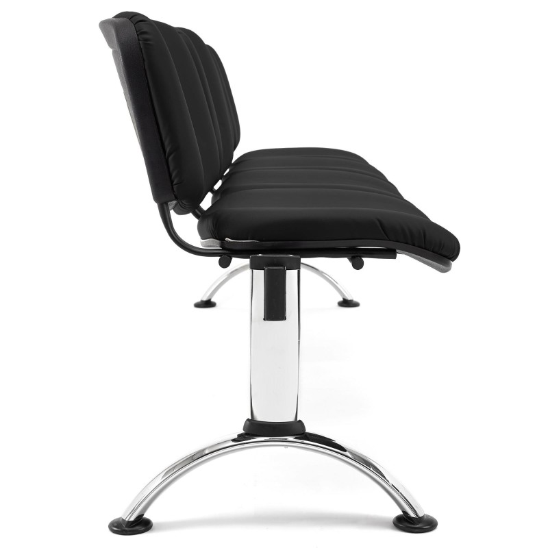 Bancada para recepción 4 asientos MOBY PIEL, negro