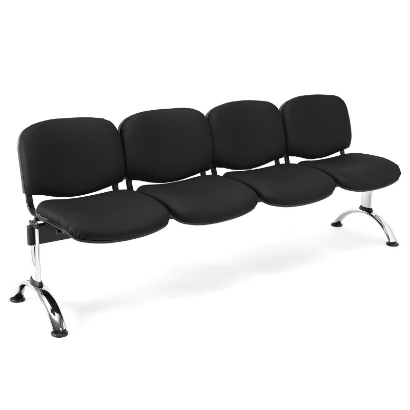 Bancada para recepción 4 asientos MOBY PIEL, negro