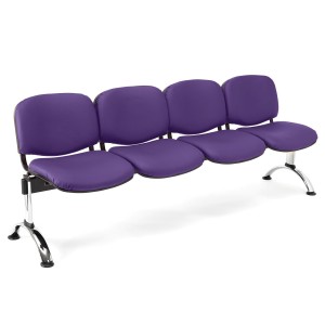 Bancada para recepción 4 asientos MOBY PIEL, negro