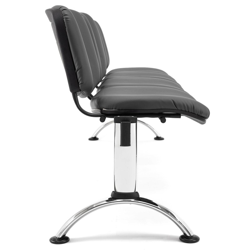 Bancada para recepción 4 asientos MOBY PIEL, negro