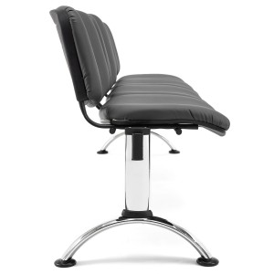 Bancada para recepción 4 asientos MOBY PIEL, negro