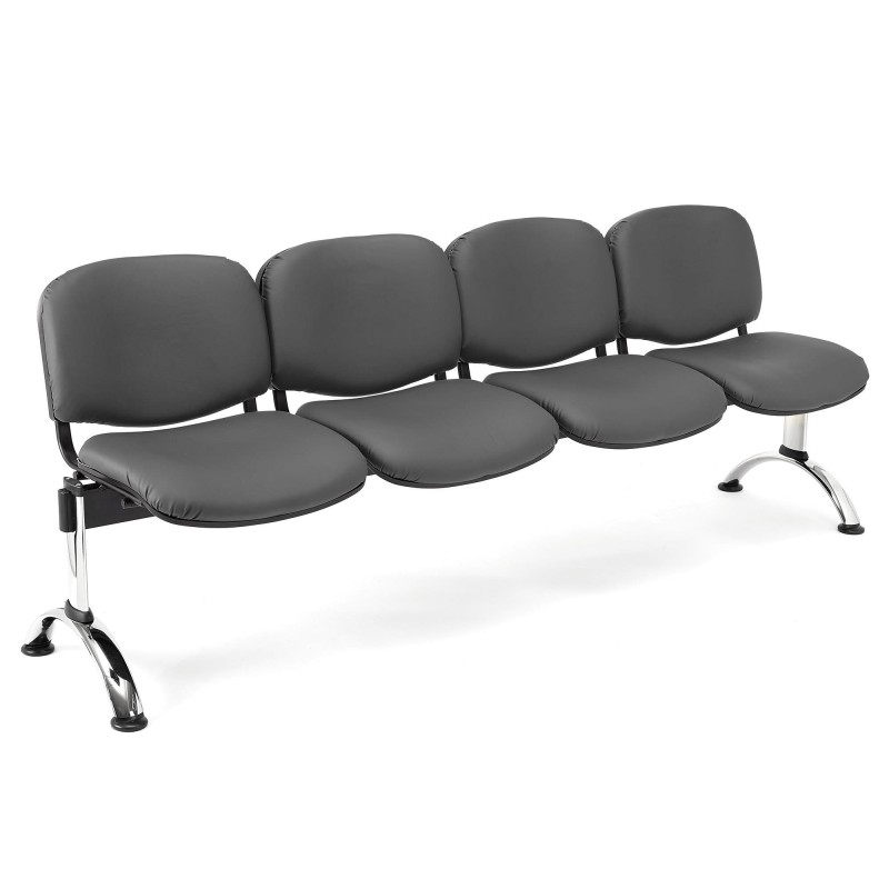 Bancada para recepción 4 asientos MOBY PIEL, negro
